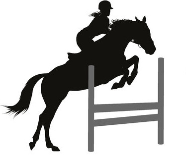 Female riding horse and jumping silhouette